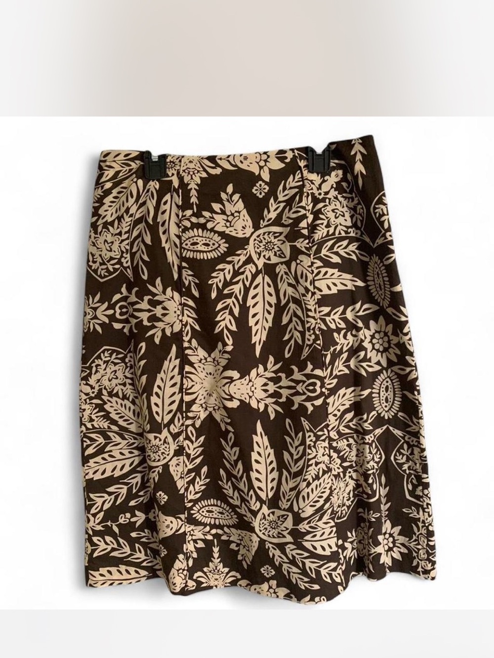 Brown & Cream Floral A-Line Skirt